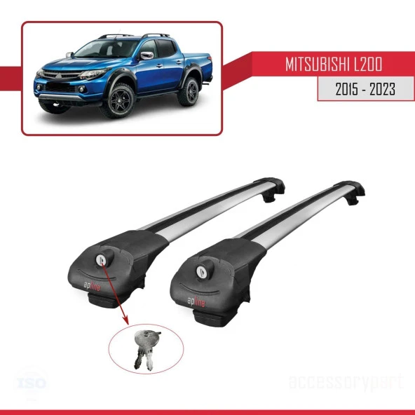 Mitsubishi L200 2015-2023 Arası ile uyumlu ACE-1 Ara Atkı Tavan Barı GRİ - 3