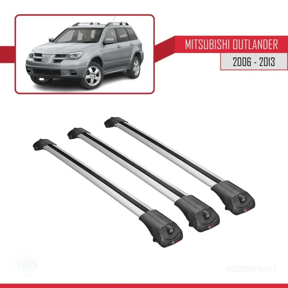 Mitsubishi Outlander 2006-2013 Arası ile uyumlu ACE-1 Ara Atkı Tavan Barı GRİ 3 ADET BAR - 3