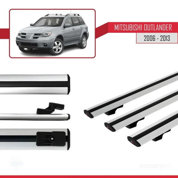 Mitsubishi Outlander 2006-2013 Arası ile uyumlu Basic Model Ara Atkı Tavan Barı GRİ 3 ADET - Resim 3