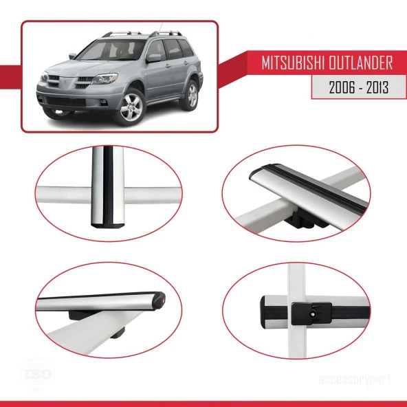 Mitsubishi Outlander 2006-2013 Arası ile uyumlu Basic Model Ara Atkı Tavan Barı GRİ 3 ADET - Resim 4