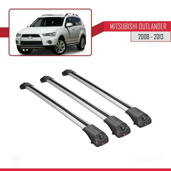Mitsubishi Outlander 2008-2013 Arası ile uyumlu ACE-1 Ara Atkı Tavan Barı GRİ 3 ADET BAR - Resim 3
