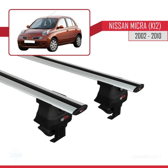 Nissan Micra / March (K12) 2002-2010 Arası ile uyumlu ACE-4 Ara Atkı Tavan Barı GRİ - Resim 2