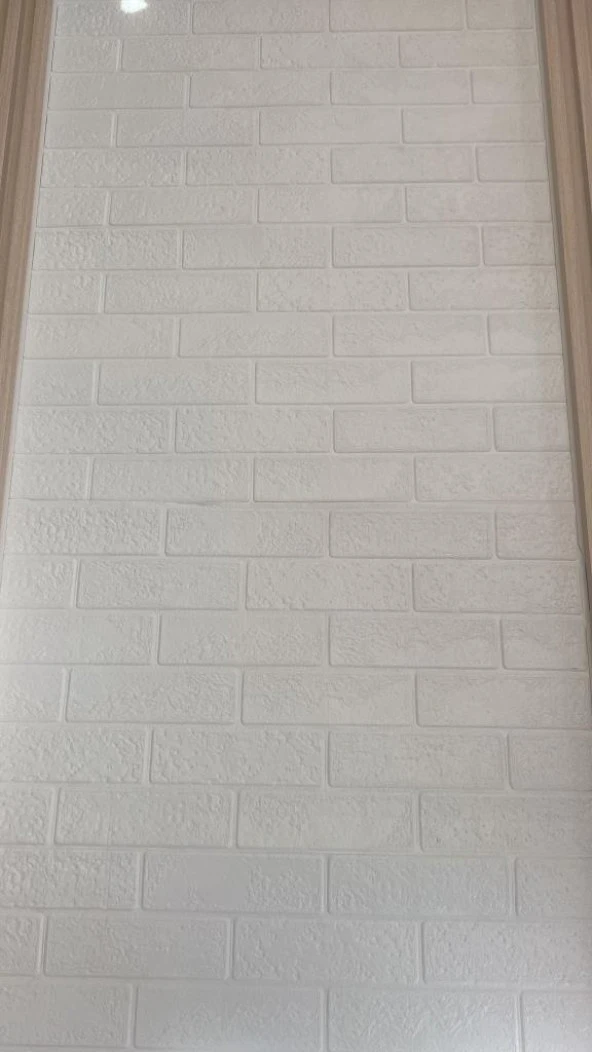 Renkli Duvarlar 70x70cm 1 Adet Yapışkanlı Dekoratif Tuğla Desen Beyaz Tezgah Arası Salon Duvar Kağıdı Paneli NW168 - 2