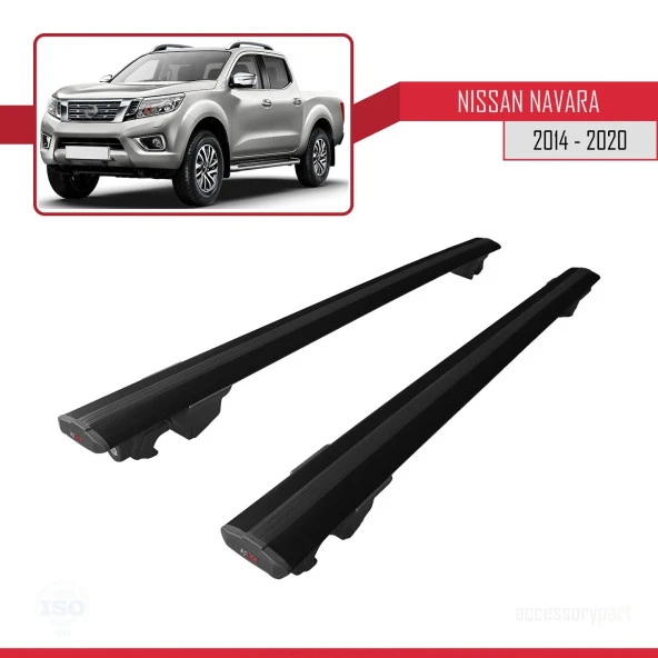 Nissan Navara 2014-2020 Arası ile uyumlu HOOK Model Anahtar Kilitli Ara Atkı Tavan Barı SİYAH - Resim 3