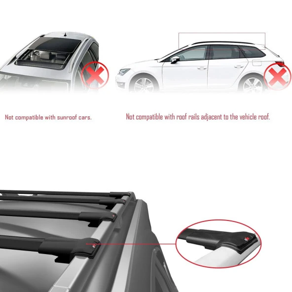Nissan NV200 2010-2019 Arası ile uyumlu FLY Model Ara Atkı Tavan Barı SİYAH 4 ADET BAR
