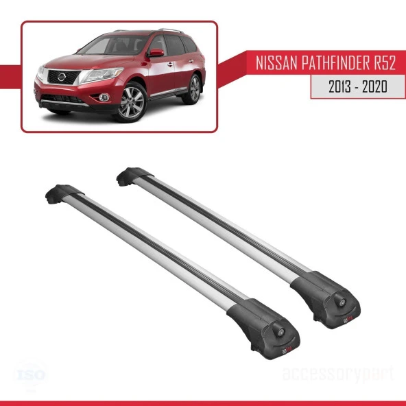 Nissan Pathfinder (R52) 2013-2020 Arası ile uyumlu ACE-1 Ara Atkı Tavan Barı GRİ - Resim 3