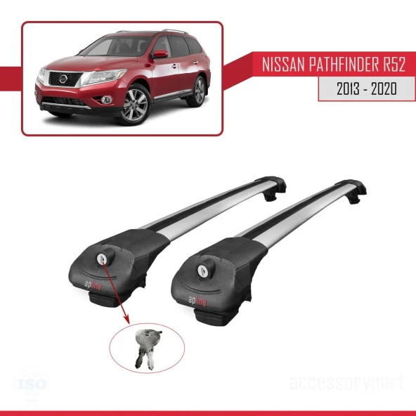 Nissan Pathfinder (R52) 2013-2020 Arası ile uyumlu ACE-1 Ara Atkı Tavan Barı GRİ - Resim 4