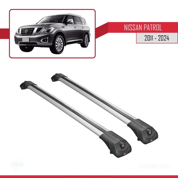 Nissan Patrol Y62 2011 ve Sonrası ile uyumlu ACE-1 Ara Atkı Tavan Barı GRİ - Resim 3