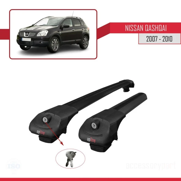 Nissan Qashqai 2007-2010 Arası ile uyumlu ACE-1 Ara Atkı Tavan Barı SİYAH - Resim 3
