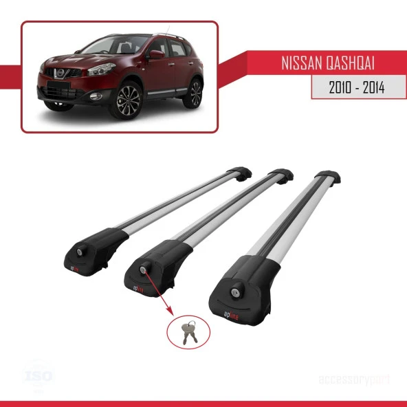Nissan Qashqai 2010-2014 Arası ile uyumlu ACE-1 Ara Atkı Tavan Barı GRİ 3 ADET BAR - Resim 4