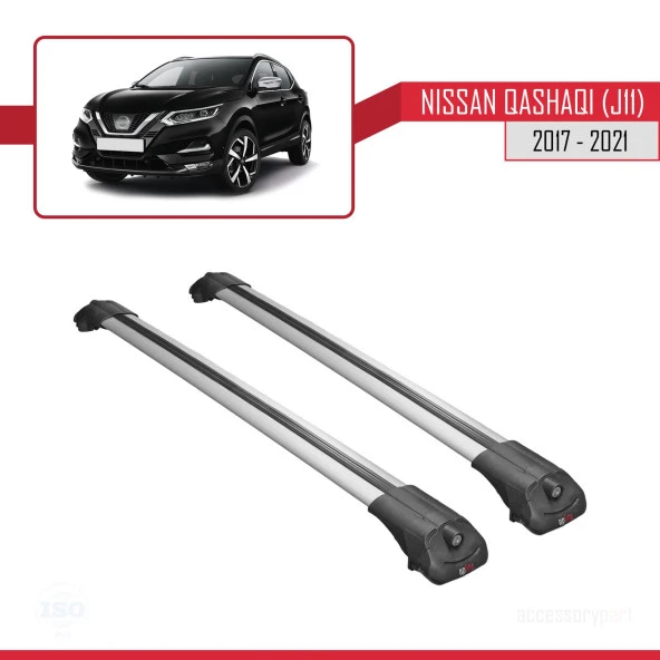 Nissan Qashqai 2017-2021 Arası ile uyumlu ACE-1 Ara Atkı Tavan Barı GRİ