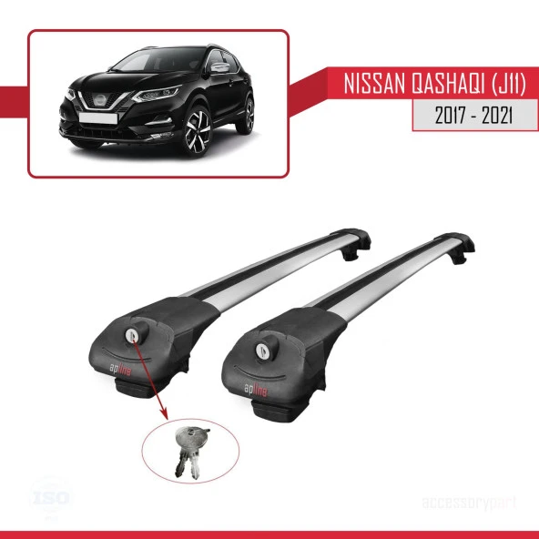 Nissan Qashqai 2017-2021 Arası ile uyumlu ACE-1 Ara Atkı Tavan Barı GRİ - Resim 2