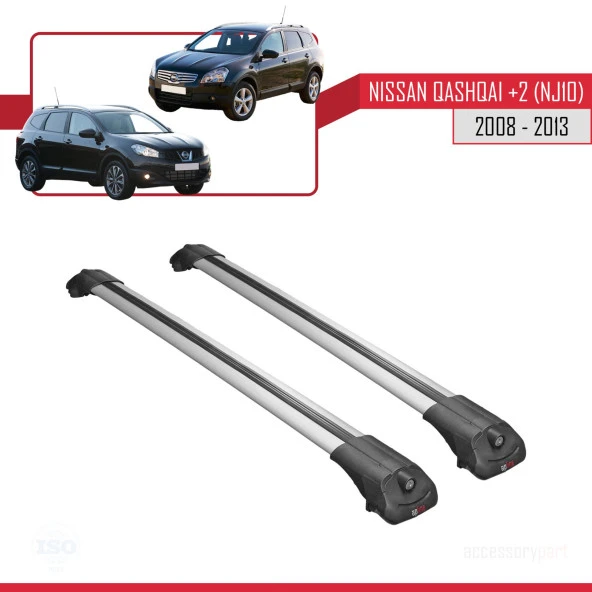 Nisssan Qashqai +2 (NJ10) 2008-2013 Arası ile uyumlu ACE-1 Ara Atkı Tavan Barı GRİ - Resim 3
