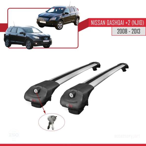 Nisssan Qashqai +2 (NJ10) 2008-2013 Arası ile uyumlu ACE-1 Ara Atkı Tavan Barı GRİ - Resim 4
