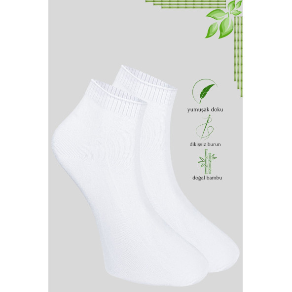 Erkek Bambu Patik Düz Desen (5 Çift) Dikişsiz Çorap - 6