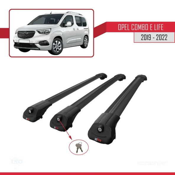 Opel Combo (E) PANELVAN 2019-2022 Arası ile uyumlu ACE-1 Ara Atkı Tavan Barı SİYAH 3 ADET BAR - 2