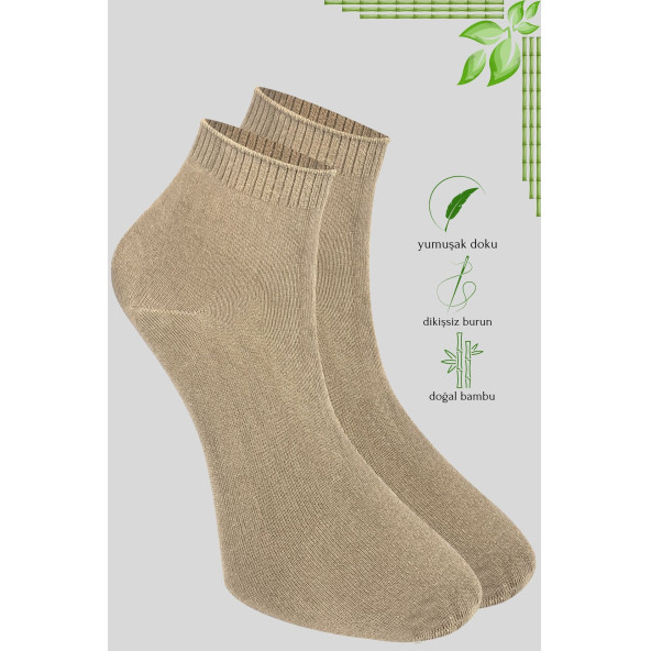 Erkek Bambu Patik Düz Desen (5 Çift) Dikişsiz Çorap - 5