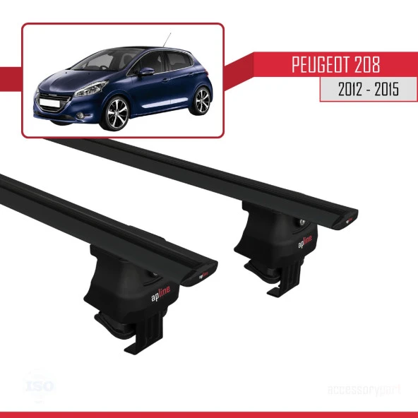 Peugeot 208 2012-2015 Arası ile uyumlu ACE-4 Ara Atkı Tavan Barı SİYAH - 4