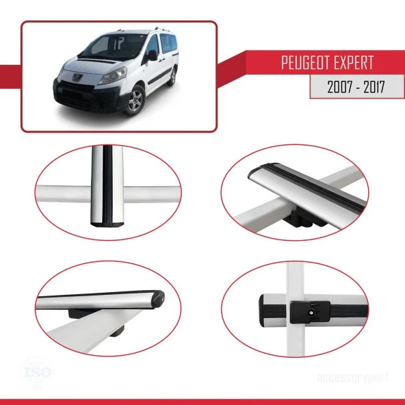 Peugeot Expert 2007-2017 Arası ile uyumlu Basic Model Ara Atkı Tavan Barı GRİ 3 ADET - Resim 2