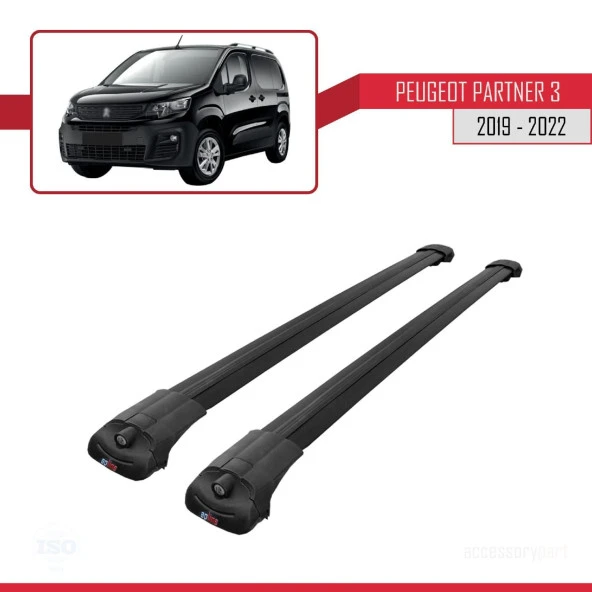 Peugeot Partner 2019-2022 Arası ile uyumlu ACE-1 Ara Atkı Tavan Barı SİYAH - Resim 3