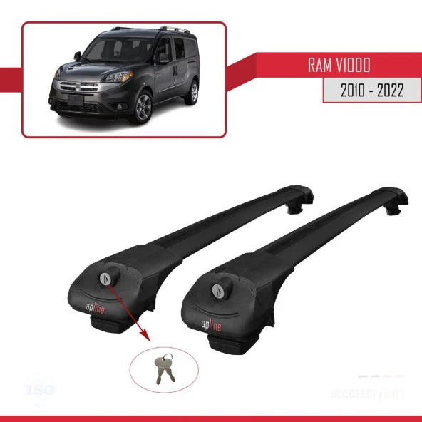 Ram V1000 2010-2022 Arası ile uyumlu ACE-1 Ara Atkı Tavan Barı SİYAH - Resim 3