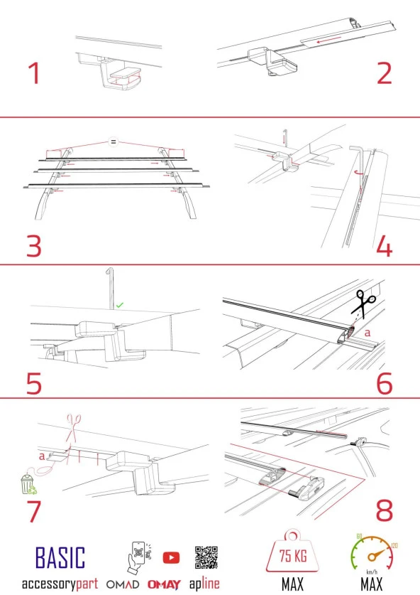 Ram V1000 2010-2022 Arası ile uyumlu Basic Model Ara Atkı Tavan Barı SİYAH 3 ADET - Resim 4