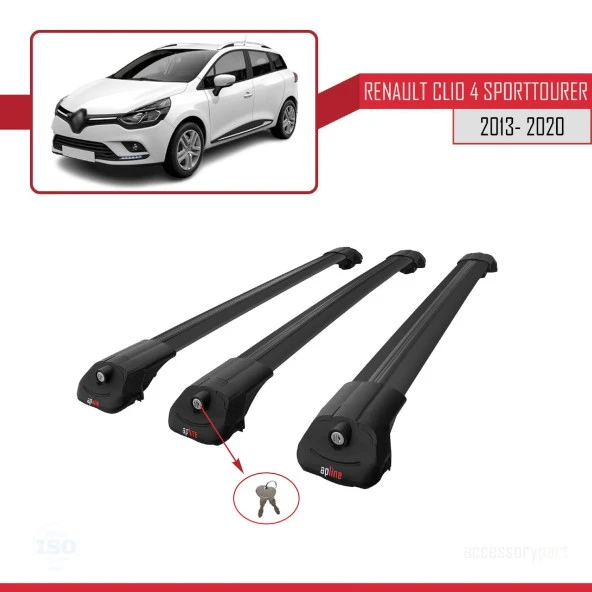 Renault Clio SPORT TOURER 2013-2020 Arası ile uyumlu ACE-1 Ara Atkı Tavan Barı SİYAH 3 ADET BAR - Resim 4