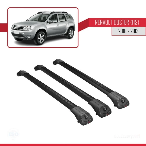 Renault Duster (HS) 2010-2013 Arası ile uyumlu ACE-1 Ara Atkı Tavan Barı SİYAH 3 ADET BAR - 3