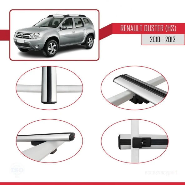 Renault Duster (HS) 2010-2013 Arası ile uyumlu Basic Model Ara Atkı Tavan Barı GRİ 3 ADET - Resim 4