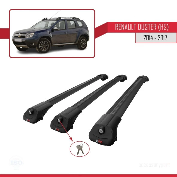 Renault Duster (HS) 2014-2017 Arası ile uyumlu ACE-1 Ara Atkı Tavan Barı SİYAH 3 ADET BAR - 4