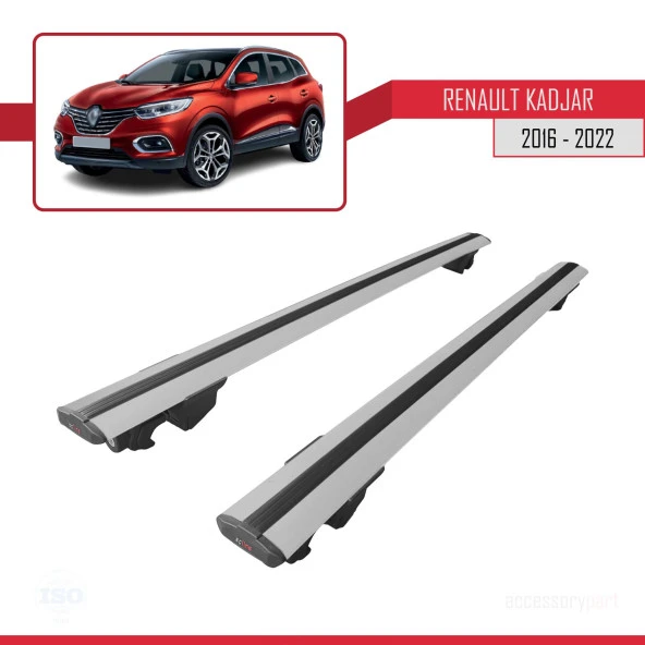 Kadjar 2016-2022 Arası ile uyumlu HOOK Model Anahtar Kilitli Ara Atkı Tavan Barı GRİ - 4