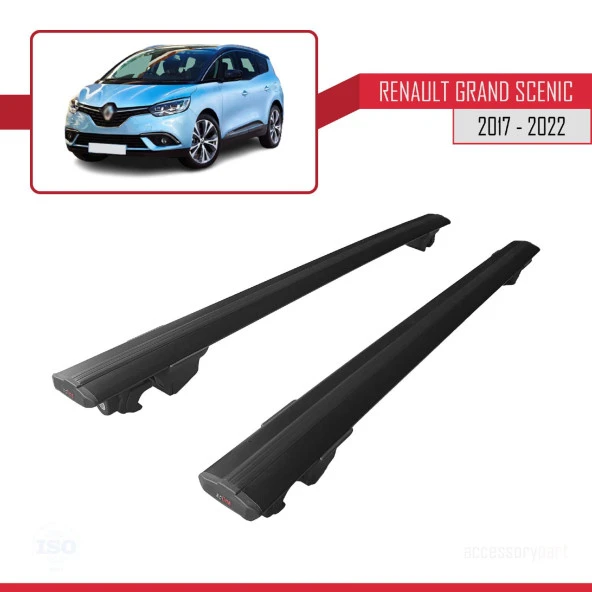 Renault Grand Scenic 2017-2022 Arası ile uyumlu HOOK Model Anahtar Kilitli Ara Atkı Tavan Barı SİYAH - 4