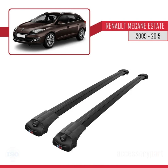 Renault Megane SW 2009-2015 Arası ile uyumlu ACE-1 Ara Atkı Tavan Barı SİYAH - 3