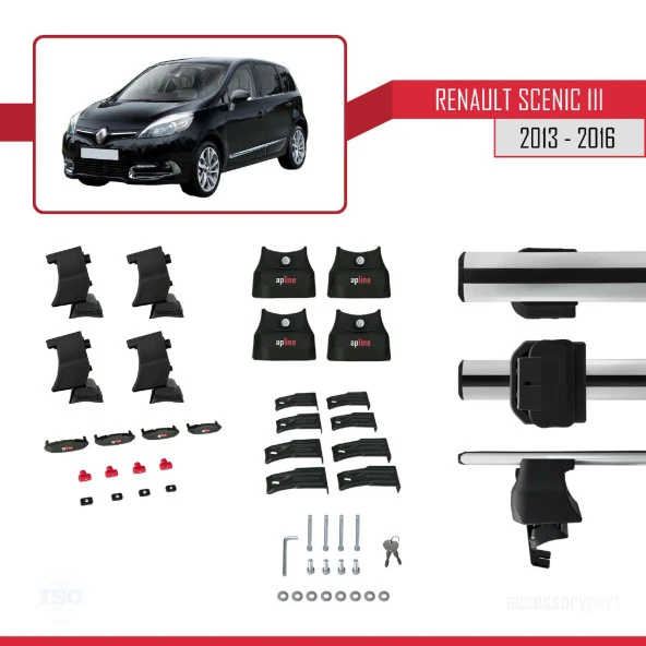 Renault Scenic III 2013-2016 Arası ile uyumlu ACE-4 Ara Atkı Tavan Barı GRİ - Resim 4