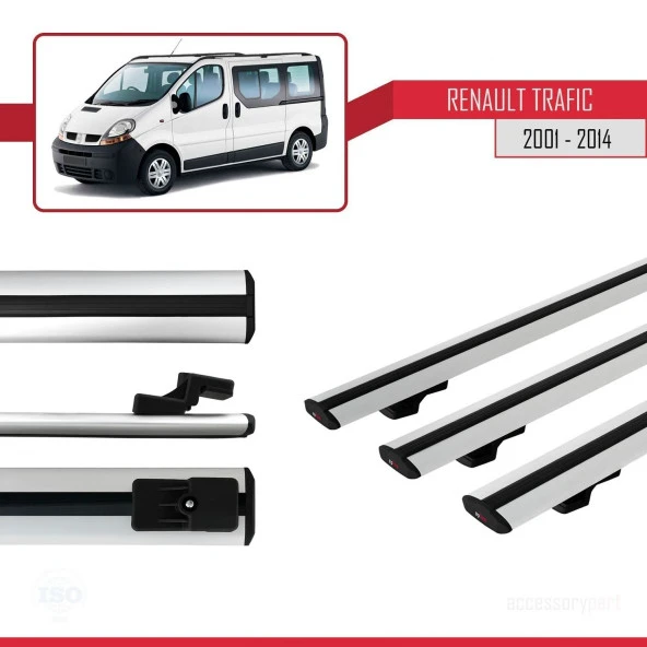 Renault Trafic 2001-2014 Arası ile uyumlu Basic Model Ara Atkı Tavan Barı GRİ 3 ADET - Resim 3