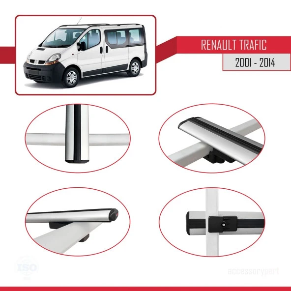Renault Trafic 2001-2014 Arası ile uyumlu Basic Model Ara Atkı Tavan Barı GRİ 3 ADET - Resim 4