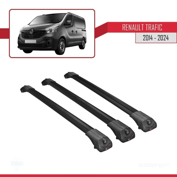 Renault Trafic 2014 ve Sonrası ile uyumlu ACE-1 Ara Atkı Tavan Barı SİYAH 3 ADET BAR - Resim 3