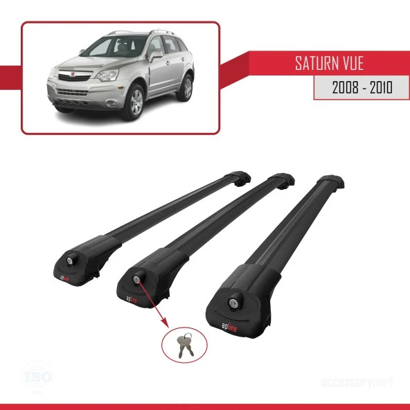 Saturn Vue Opel Antara 2008-2010 Arası ile uyumlu ACE-1 Ara Atkı Tavan Barı SİYAH 3 ADET BAR - Resim 4