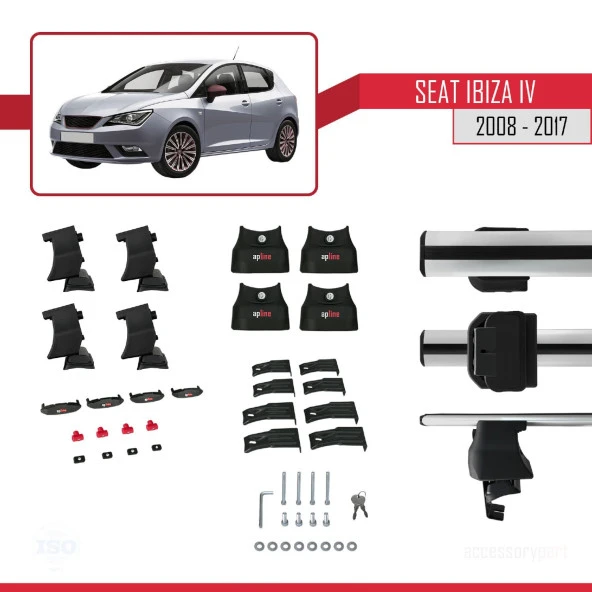 Seat Ibiza IV 2008-2017 Arası ile uyumlu ACE-4 Ara Atkı Tavan Barı GRİ - Resim 3