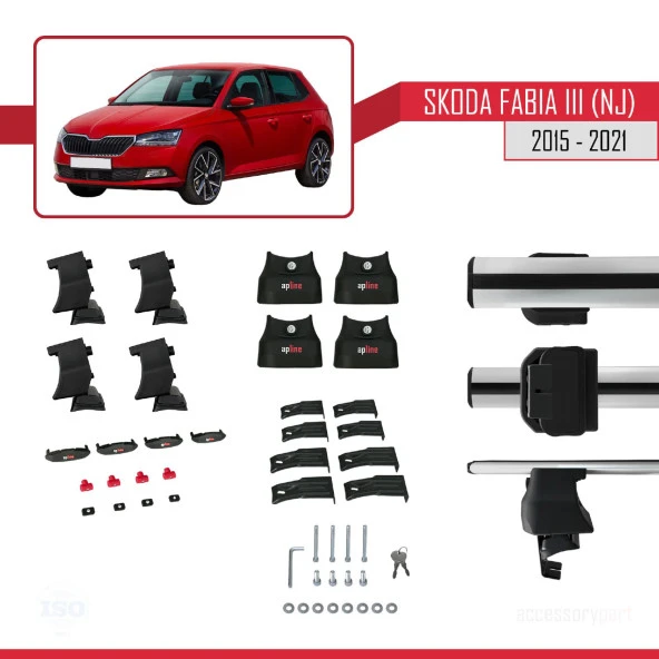 Skoda Fabia III (NJ) 2015-2021 Arası ile uyumlu ACE-4 Ara Atkı Tavan Barı GRİ - Resim 4
