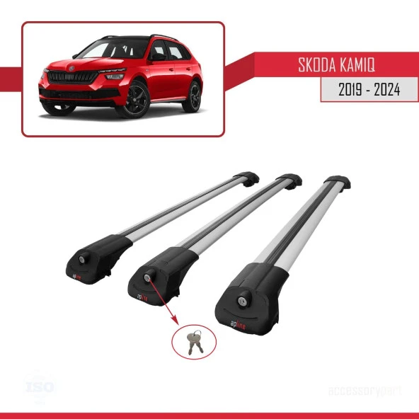 Skoda Kamiq 2019 ve Sonrası  ile uyumlu ACE-1 Ara Atkı Tavan Barı GRİ 3 ADET BAR - Resim 4