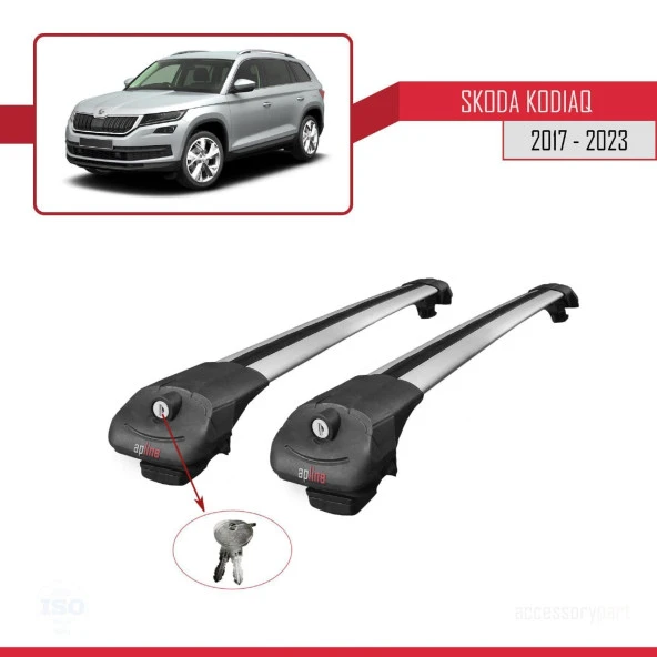 Skoda Kodiaq 2017-2023 Arası ile uyumlu ACE-1 Ara Atkı Tavan Barı GRİ
