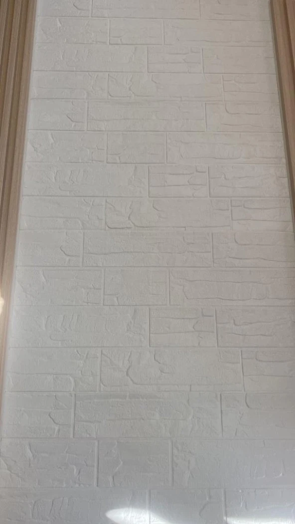 70x70cm 1 Adet Yapışkanlı Pratik Naturel Kayrak Desen Beyaz Karavan Salon Duvar Kağıdı Paneli NW170