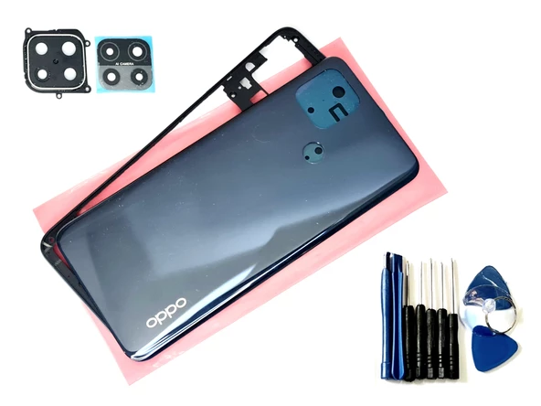 Tkgz Oppo A15 A15S Full KASA Arka Pil Kapağı (TAMİR SETİ) SİYAH