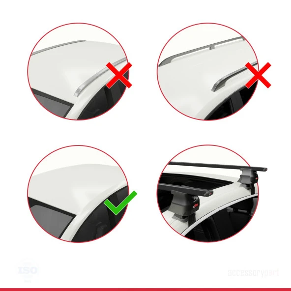 Skoda Rapid (NH1) 2013-2020 Arası ile uyumlu ACE-4 Ara Atkı Tavan Barı SİYAH - Resim 3