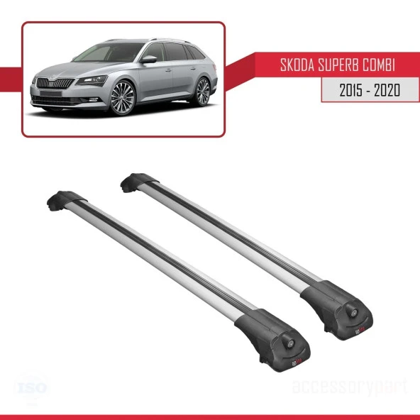 Skoda SuperB SW 2015-2020 Arası ile uyumlu ACE-1 Ara Atkı Tavan Barı GRİ - Resim 3