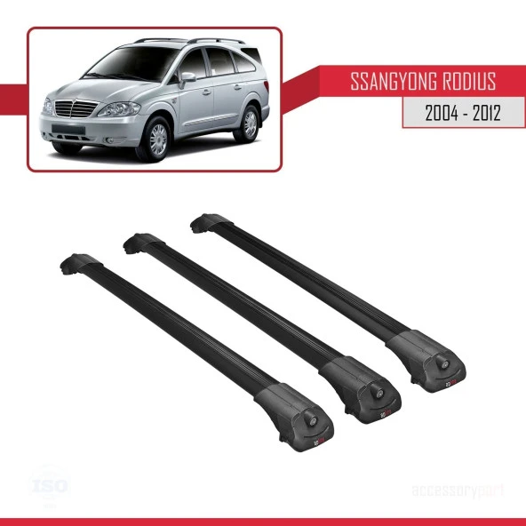 Ssangyong Rodius 2004-2012 Arası ile uyumlu ACE-1 Ara Atkı Tavan Barı SİYAH 3 ADET BAR - Resim 2