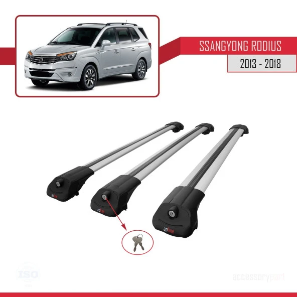 Ssangyong Rodius 2013-2018 Arası ile uyumlu ACE-1 Ara Atkı Tavan Barı GRİ 3 ADET BAR - Resim 2