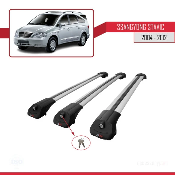 Ssangyong Stavic 2004-2012 Arası ile uyumlu ACE-1 Ara Atkı Tavan Barı GRİ 3 ADET BAR - Resim 3