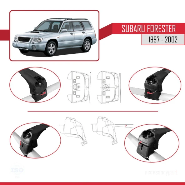 Subaru Forester (SF) 1997-2002 Arası ile uyumlu ACE-2 Ara Atkı Tavan Barı SİYAH - Resim 2